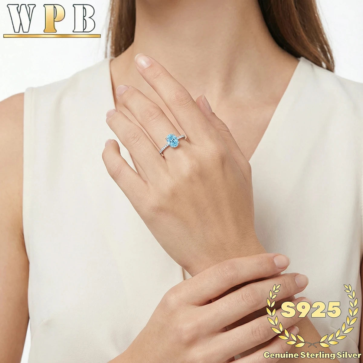 S925 Sterling Silver Ring 5x7mm Sparkling Oval Cut Paraiba Green&Blue CZ Luxury Elegant Gift for Valentine's Day and Birthday‌