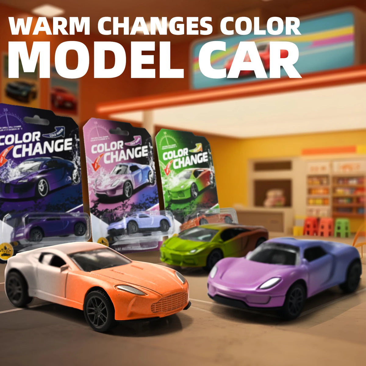 1:64 Temperature Sensitive Color Changing Magic Mini Car Inertia Pull Back Alloy Racing Cars Crash-Resistant Toys Birthday Gift