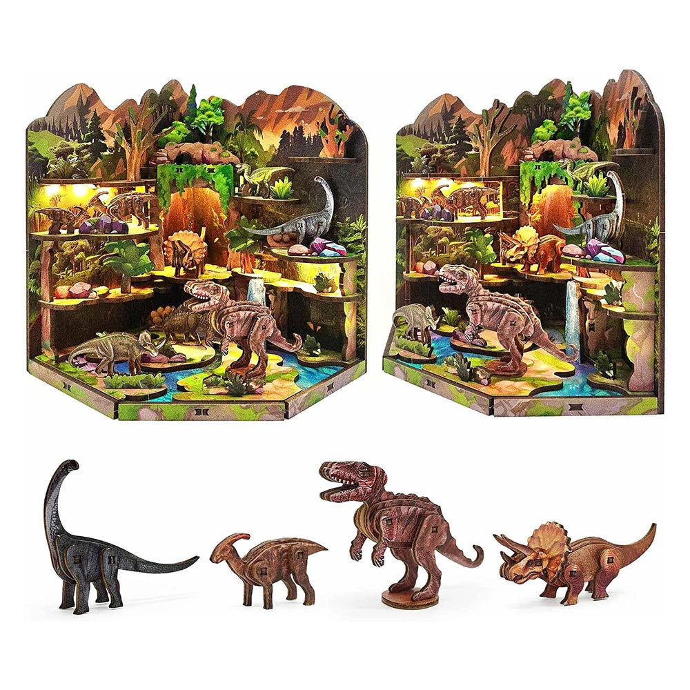 DIY Wooden Blocks Dinosaur Secret Realm 3D Wooden Puzzle Stereo Model Beginner Friendly Stress Relief Handmade Toys for Adults