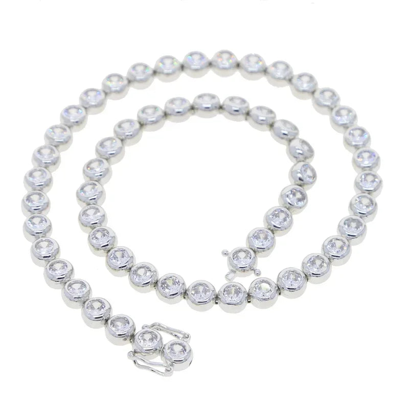 Geometric Round Beaded CZ Jewelry 5A Cubic Zirconia Tennis Necklace 2024 New Bracelet Necklace Set