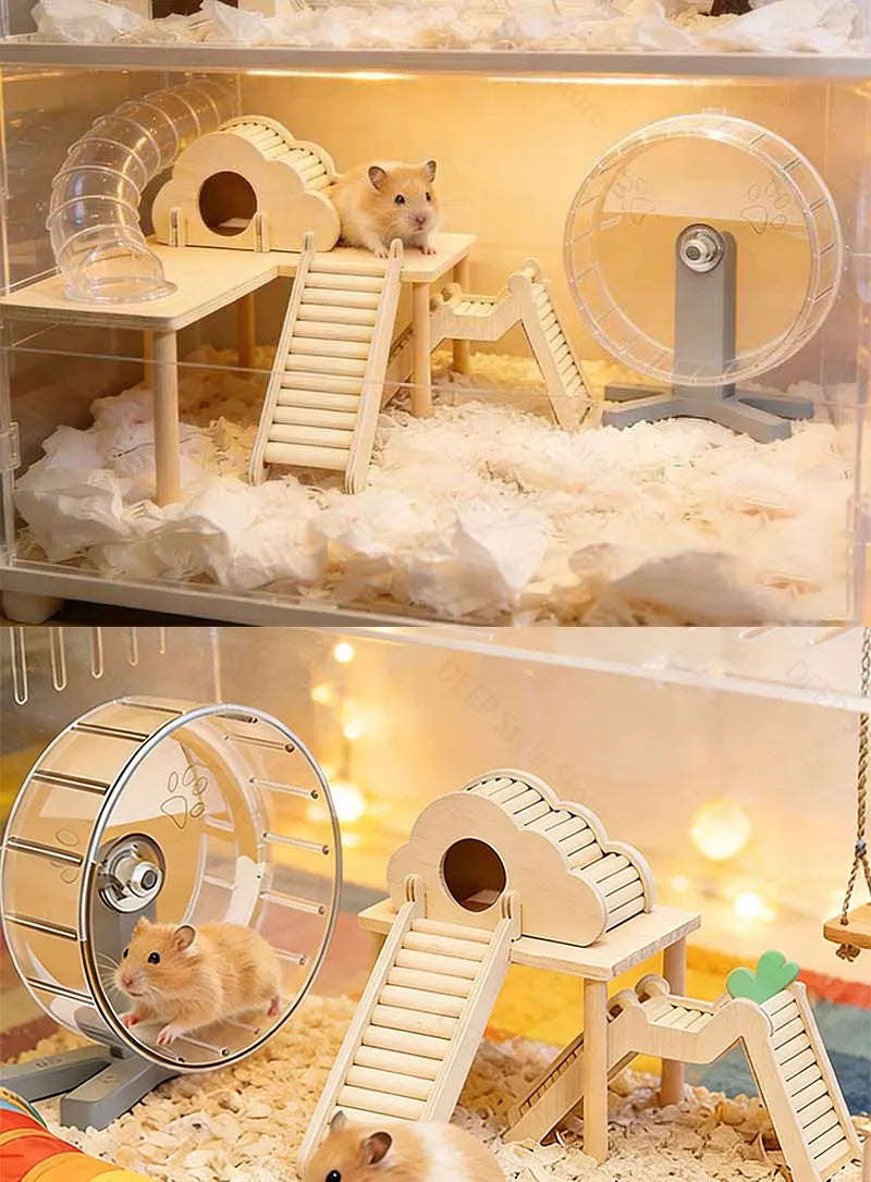 Unpainted Wooden Guinea Pig Hideout Climb House - Hamster Cage Decor Play Tunnel Small Animal Chew Toy Pet Habitat Accessories