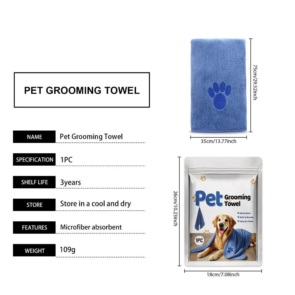  Quick-Drying Microfiber Pet Towel Absorbent Pet Bath Towel Embroidered Super Soft Towel For Cat Dogs Grooming Supplies