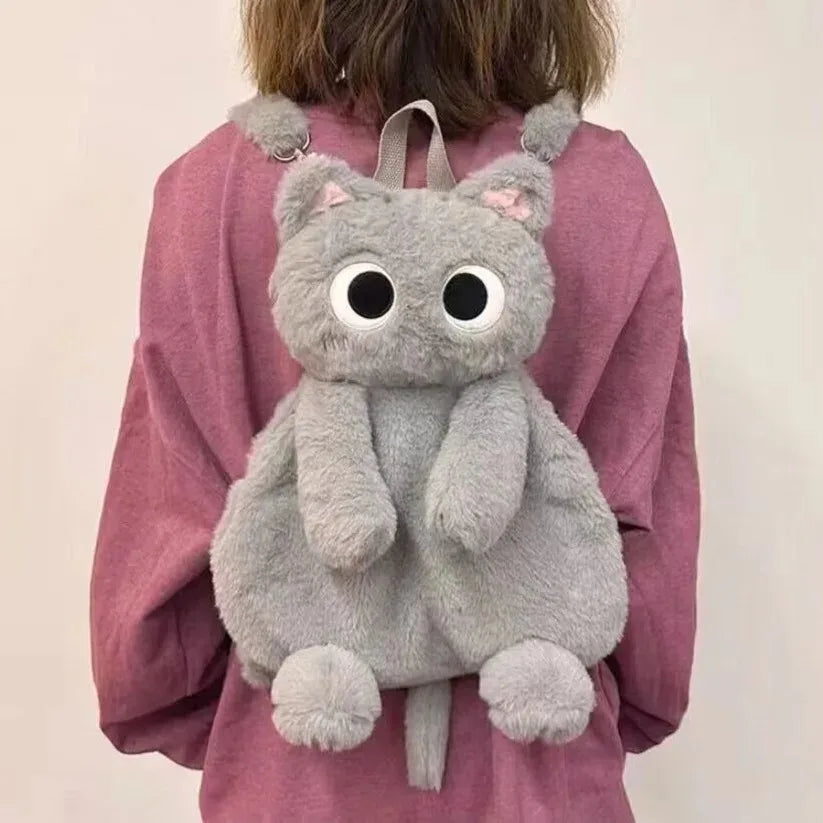 35-40cm Kawaii Big Eyes Cat Toy Plush Backpack Cute Large-capacity Stuffed Animals Bags Boys Girls Women Soft Toy Backpack Gifts