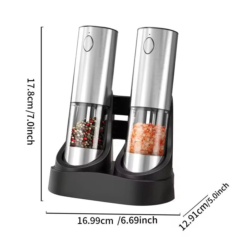 1/2Pcs Electric Salt and Pepper Grinders Set Capacity 190ML USB Rechargeable Base Adjustable Coarseness Spice Mill Kitchen Tools