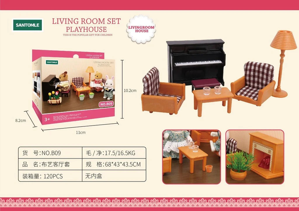 1:12 Forest Family Dollhouse Furniture Montessori Miniature Doll House Kitchen Bedroom Bathroom Accessories For Girl Gifts