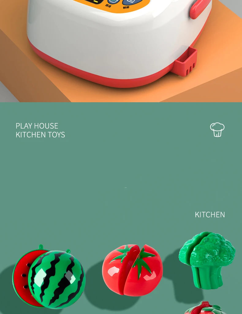 Cutting Play Food Toy for Kids Kitchen Pretend Fruit & Vegetables Accessories Educational Toy Food Kit for Toddler Children Gift