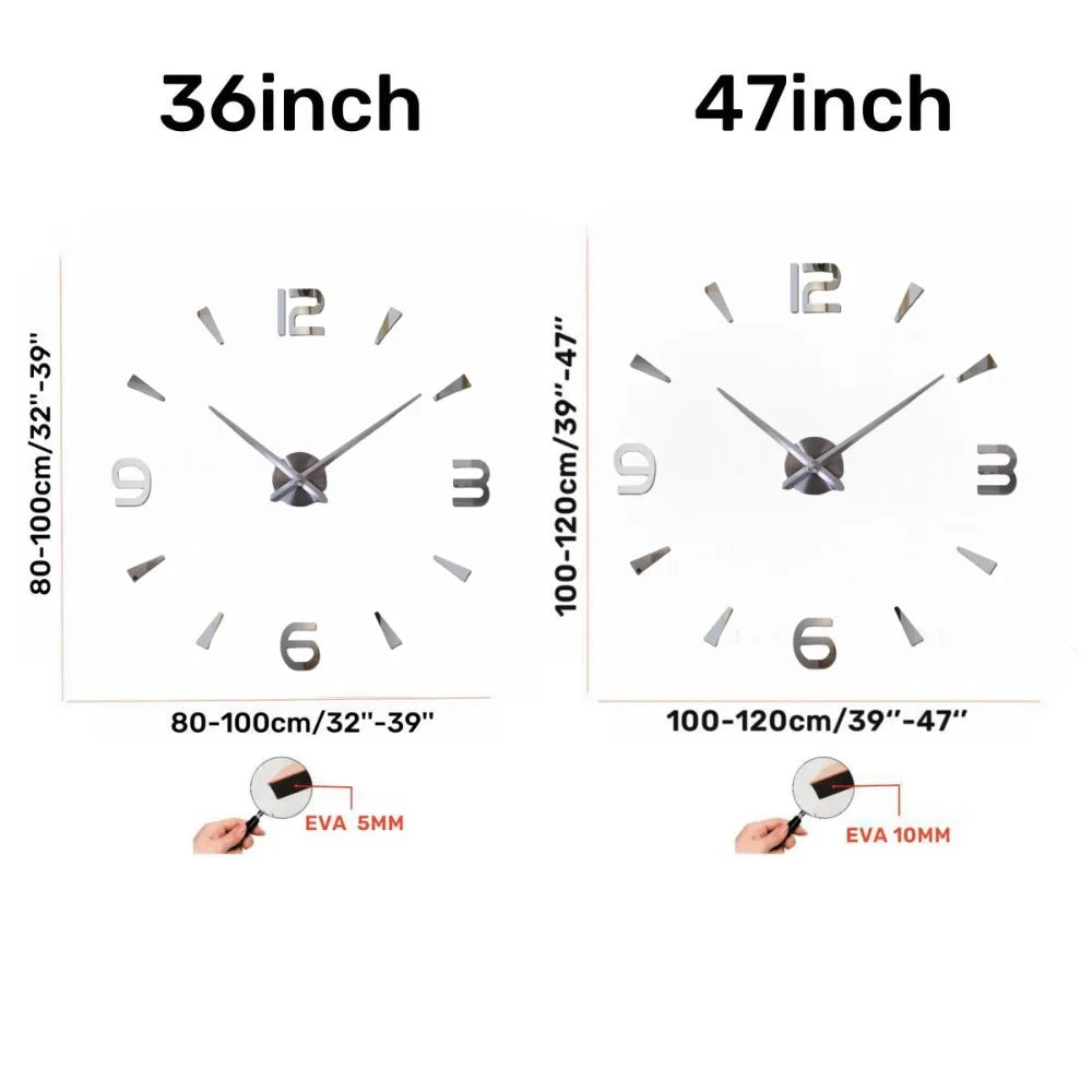 Large 3D Wall Clock Luminous Classic Wall Clocks DIY Digital Clock Wall Watches Stickers Silent Clock for Home Living Room Table