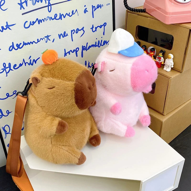 New Capybara Plush Backpack Capybara Crossbody Bag Bag Large Capacity Cute Doll Guinea Pig Doll Boys Girls Birthday Gifts