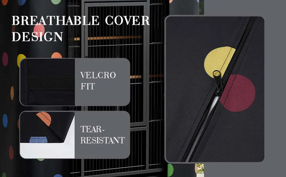 Nighttime Bird Cage Cover with Zipper Panel Blackout Birdcage for Winter Universal Breathable Good Night Enclosure for Bird