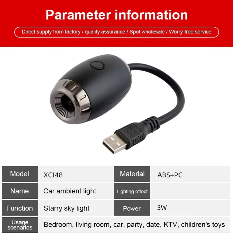 New Atmosphere Projection Car Ambient Light Large Range Projection Romantic Atmosphere Multiple Scenes Adjustable Focus Distance