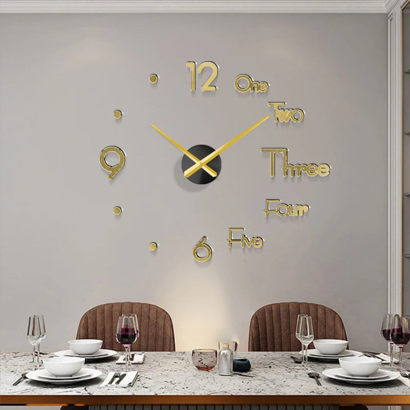 Fashion 3D Big Size Wall Clock Mirror Sticker DIY Brief Living Room Decor Meeting Room Wall Clock