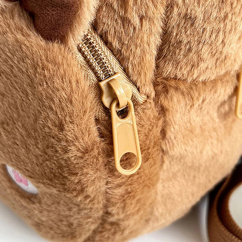 New Capybara Cartoon Animal Doll Plush Backpacks; Cute Portable Bag for Girls.