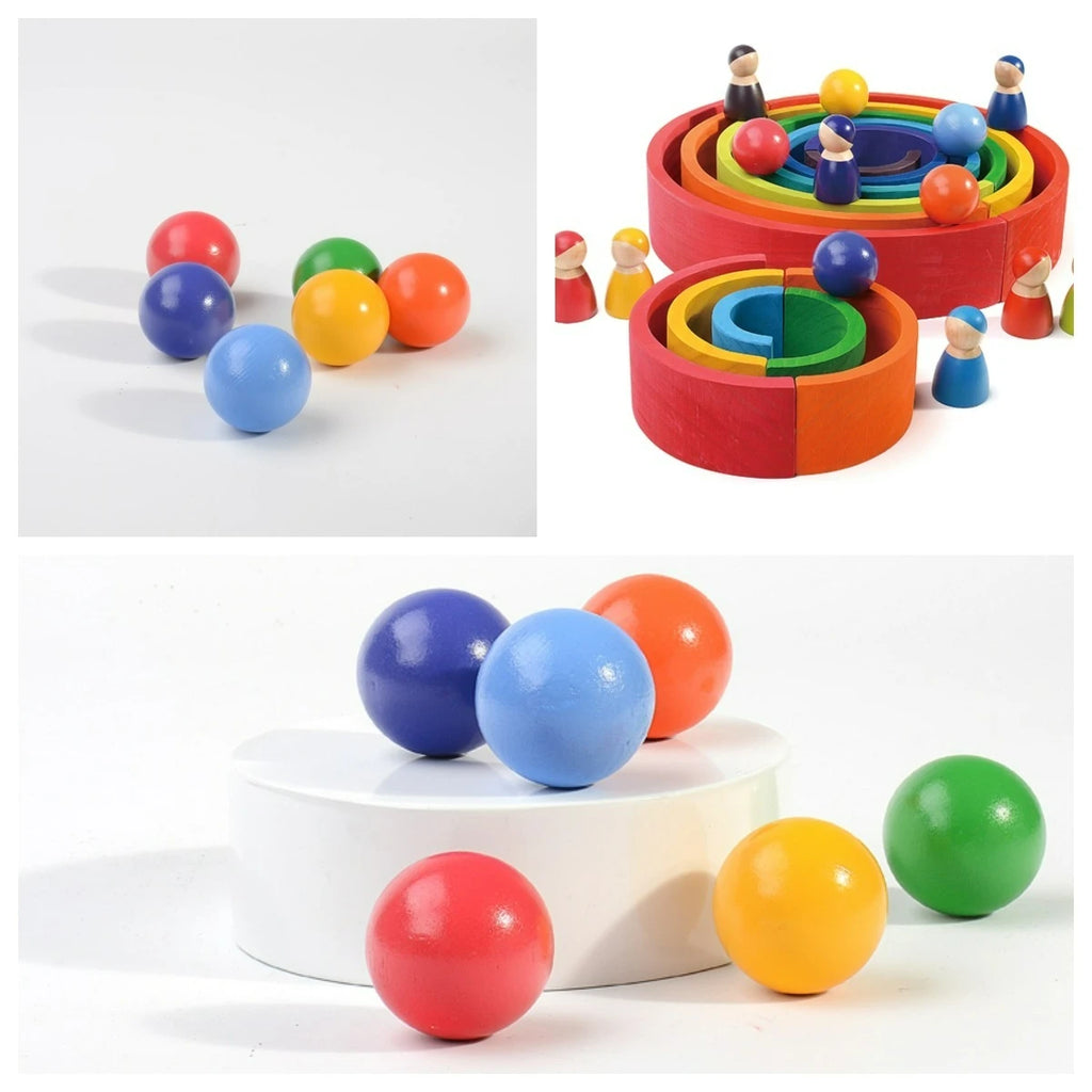 Wooden Rainbow Block Colorful Stacking Building Block Children Open-shaped Creative Building Blocks Montessori Educational Toy