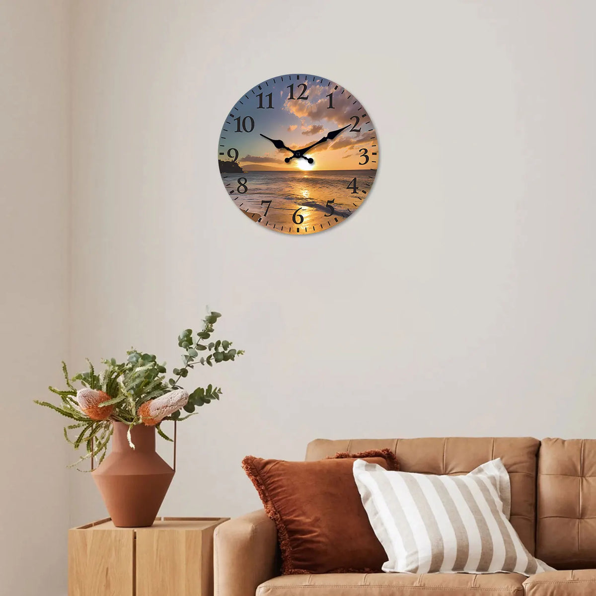 [10-14inch] 1 Wooden Patterned Wall Clock, Silent Running Timekeeping Clock, Suitable for Living Room, Bedroom, Kitchen, Hallway, Outdoor, Office Decoration | Suitable as a Gift for Friends, Valentine's Day, Easter, and Mothe