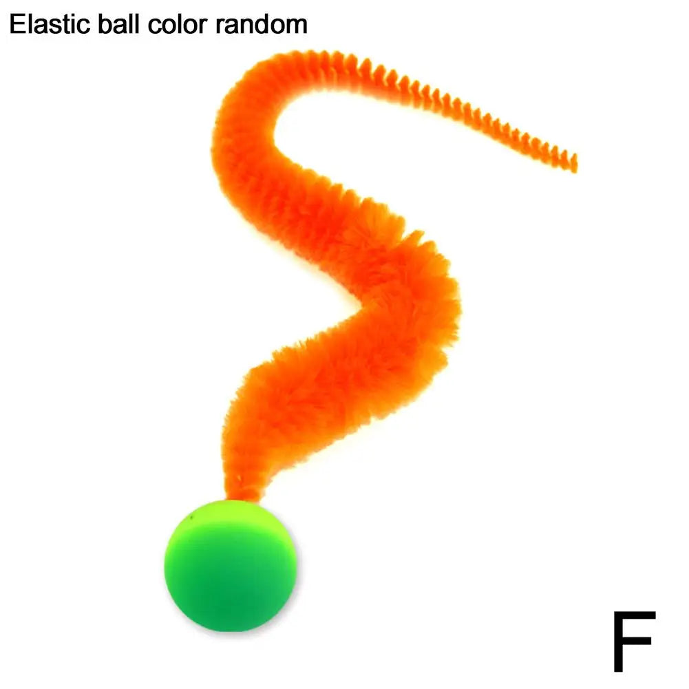 Cat Teaser Colorful Toy Bouncy Ball Fluffy Tail Simulation Kitten Bite Teaser Tool Interactive Cat Elastic Toy Supplies