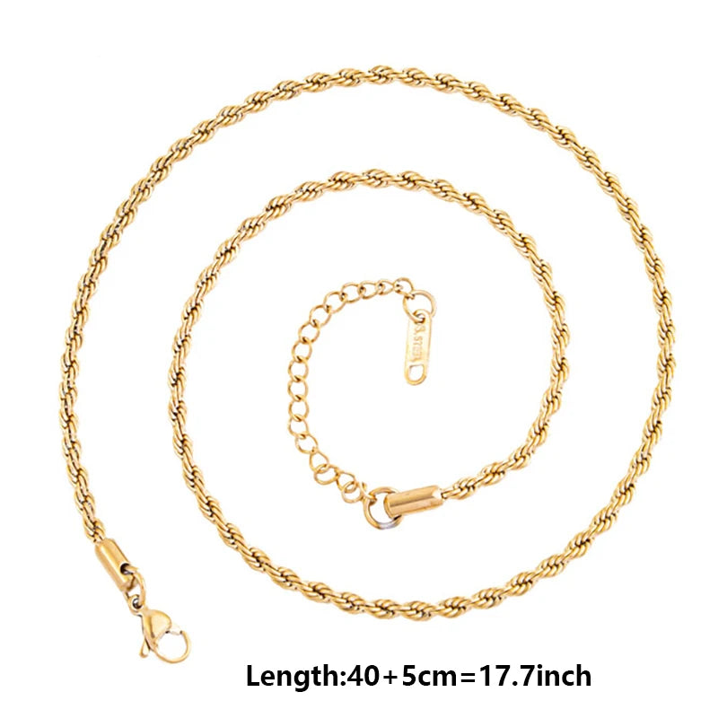 10pcs/Lot Gold Color Stainless Steel Chain 45cm Adjustable Necklace Width 1.2/1.5/1.6/2.2/2.5/3mm Men Women Jewelry Chain Bulk