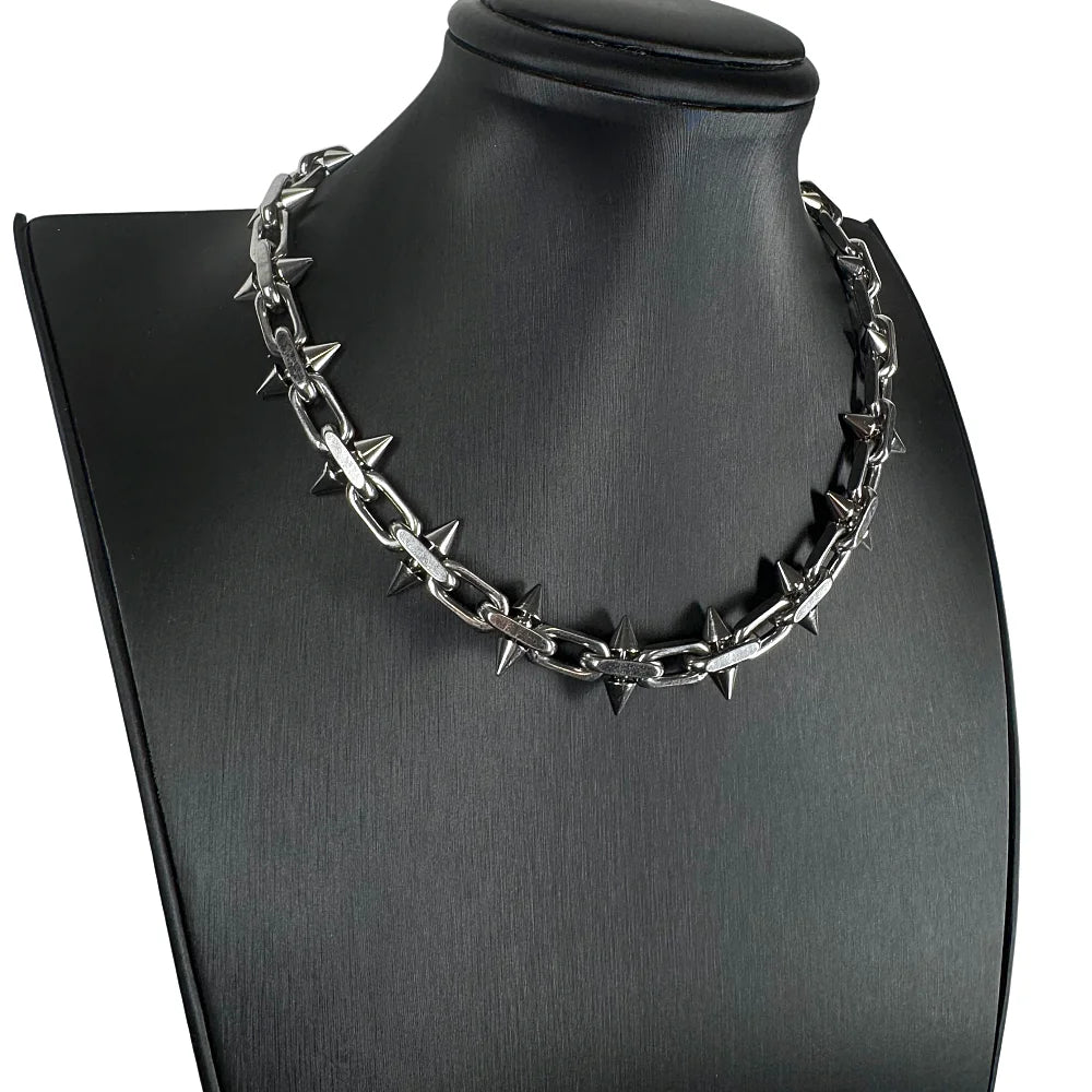 titanium steel Spike Necklaces Hip-hop Gothic Punk Style Barbed Chain Collar Choker For Men Women Jewelry Accessory