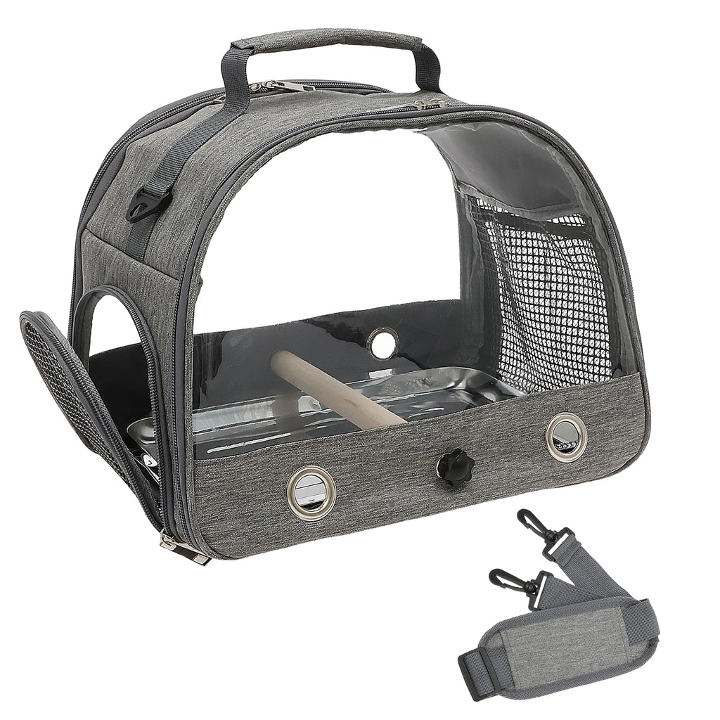 Portable Bird Cage Parrot Carrier with Tray Travel Clear Window Bird Pet Backpack for Parakeet Lovebird Cockatiel Travel Bag