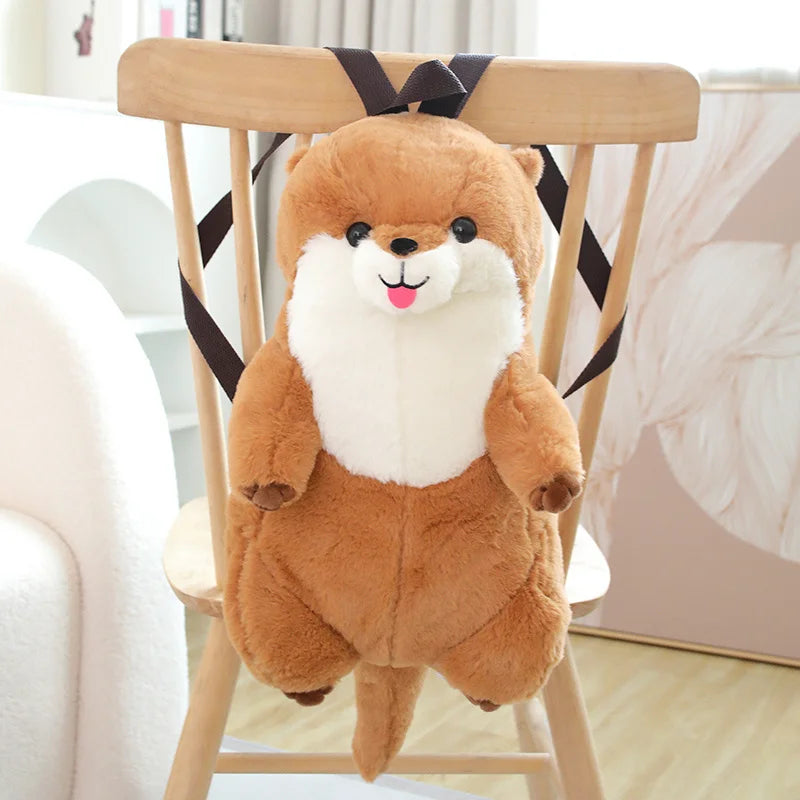 50cm Sea Otter Plush Backpack Cartoon Cute  Plush Toy Soft Stuffed Animal Shoulder Bag for Kids Girls Birthday Gifts