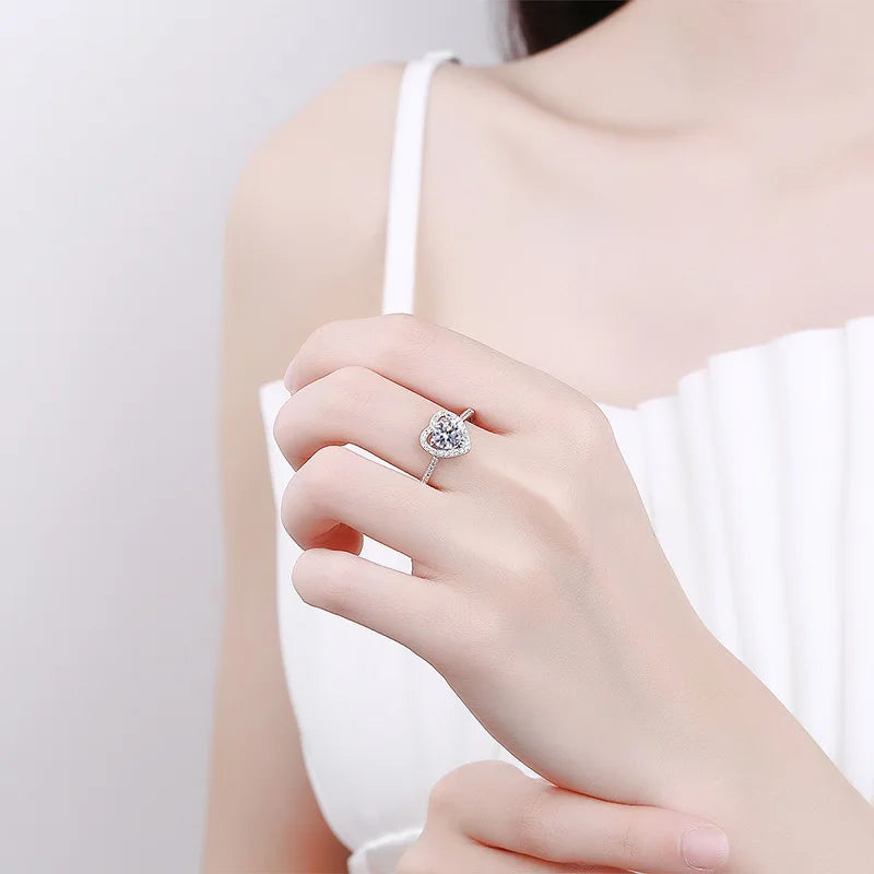 100% Real Moissanite Ring D VVS1 Pass Diamond Test Pen Adjustable Size S925 Sliver GRA Certificate Wedding Rings for Women