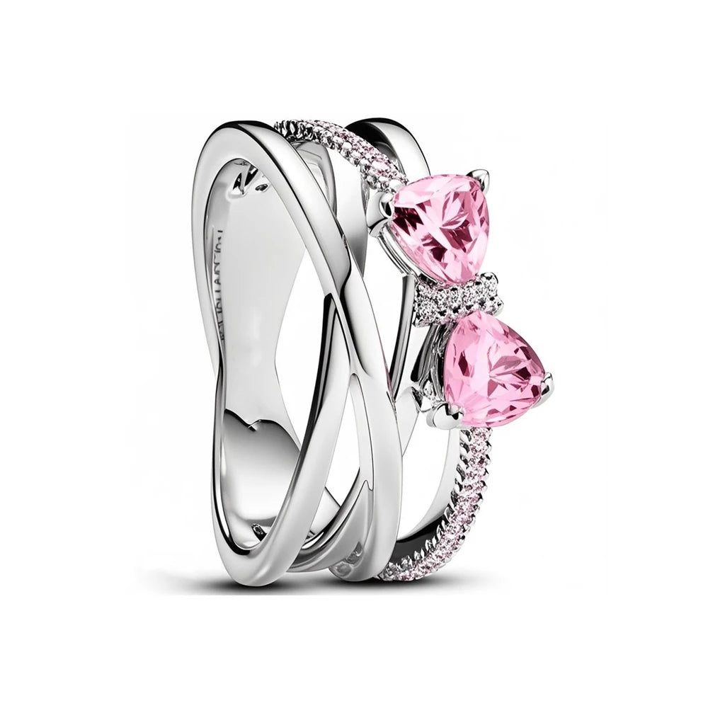 Christmas 925 Sterling Silver Crown Heart Flower Wing Zircon Sparkling Rings For Women Fine Jewelry wedding Anniversary Gifts