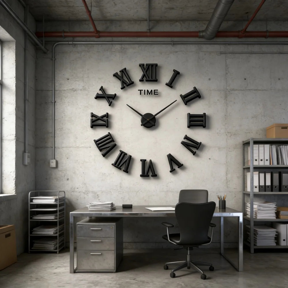 2D/3D Large Roman Numeral Acrylic Mirror Wall Clock Sticker Fashion DIY Quartz Clocks Watch Home Decoration Living Room Stickers
