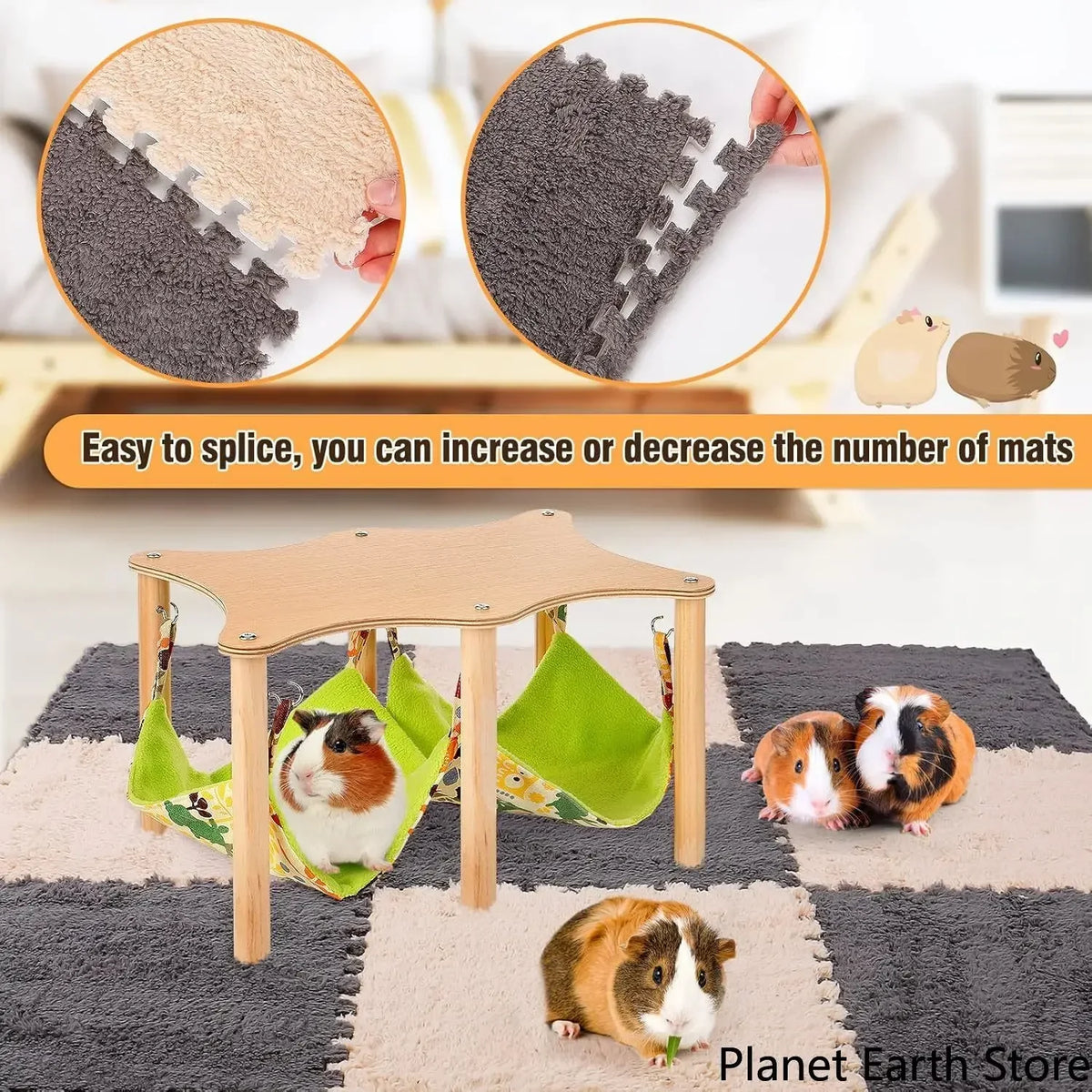 4-20Pcs Washable Guinea Pig Rabbit Cage Mat Waterproof Hamster Bedding Mat Cage Pee Pad Small Animal Rabbit Mouse Reusable Mat