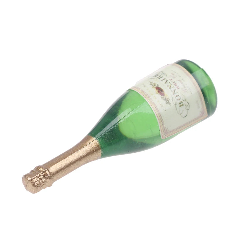 New 2Pcs Dollhouse Miniature Vitreous Champagne Bottles Glass Liquor Bottles Mini Wine Drink For Barbies Blyth Dolls Kitchen Toy