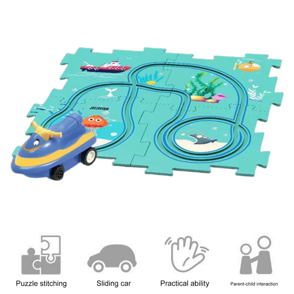 Flexible Railway Track Rail Car Puzzel Toy DIY Assemble Jigsaw Parent-child Interaction Toy Electric Track Car Puzzle Toys Gifts