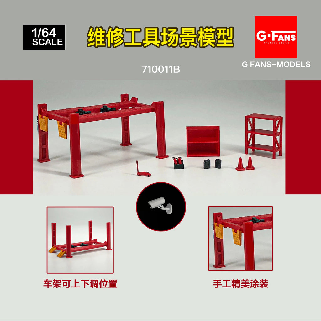 GFans 1/64 Scale Car Garage Miniatures Model Car Parking Lot Diecast Scene Display Vehicle Scene Toy Background Collection