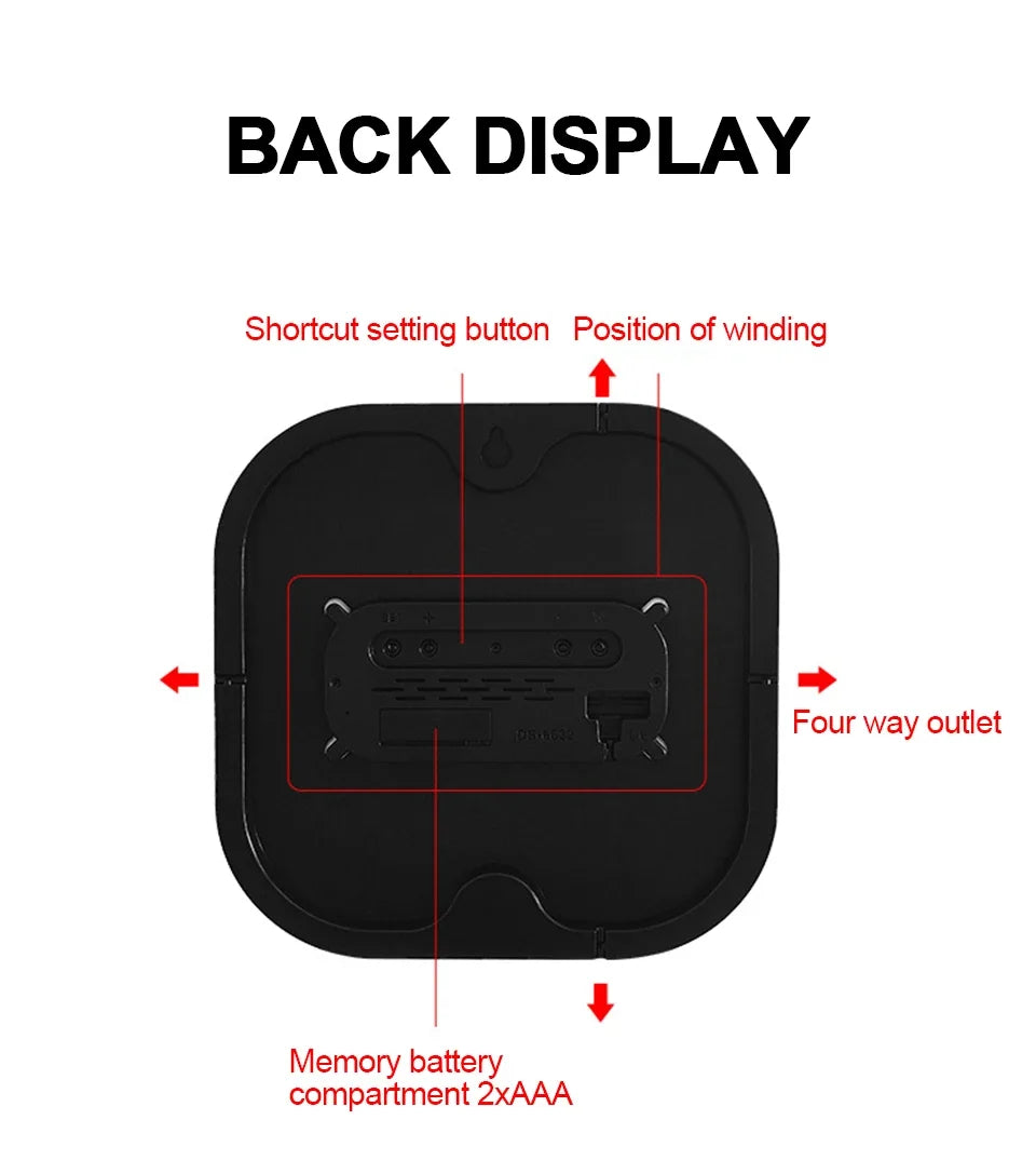 13inch LED Large Digital Wall Clock with Remote Control TEMP Humidity Week Auto Dimmer 12/24H Alarm Clock for Home Office Decor