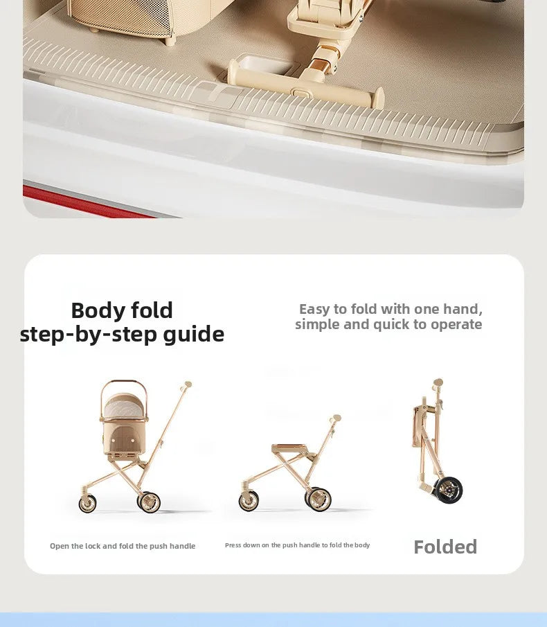 New Separable Pet Stroller, Portable One Click Recycling Cat Stroller, Universal Lightweight Baby Dog Stroller for Travel