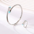 2025 New Cute Women Fashion Bracelet & Ring Set Candy color stone Simple Open Cuff Bangle Ring Arab Middle Eastern Jewelry Set