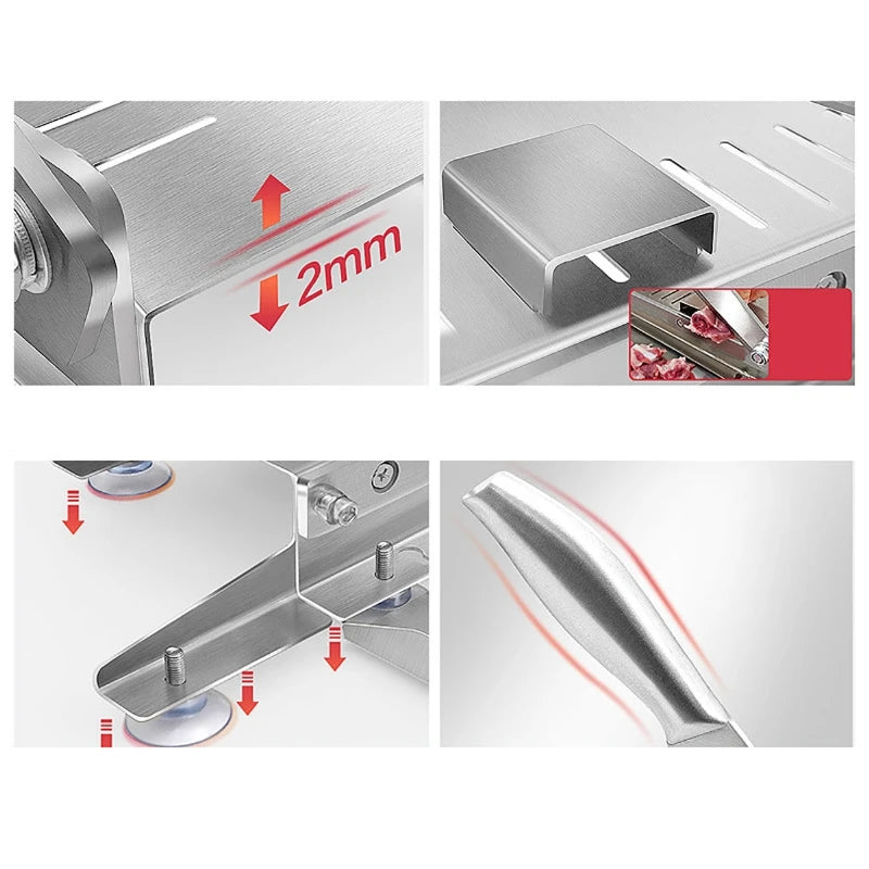 Food Cutter Slicing Machine Beef Bacon Fish Frozen Meat Stainless Steel Home Cutting Adjustable Slice Thickness Kitchen Tool