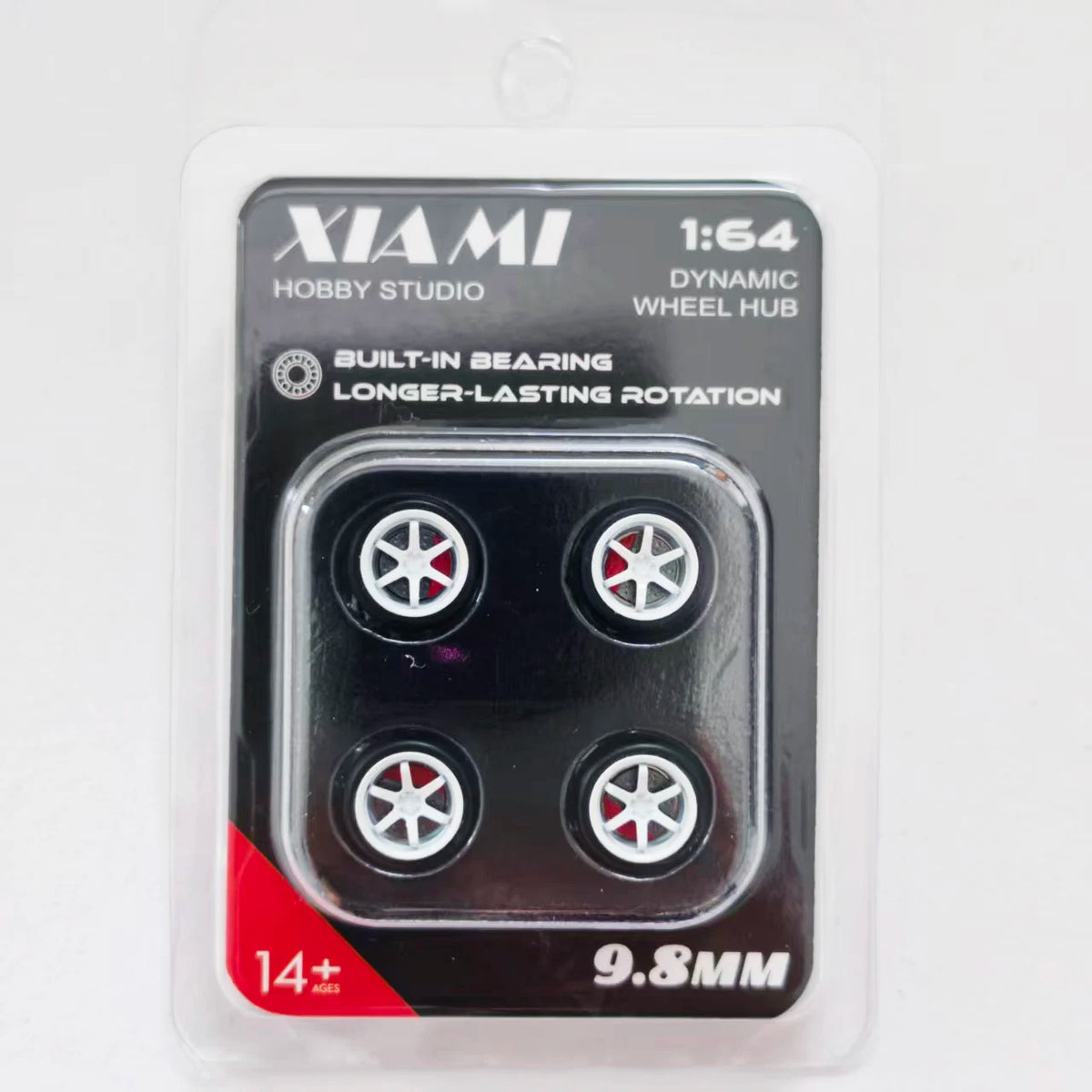1/64 Car Model Bearing Wheels 9.8mm 10.8mm Rubber Tires W Brake Disc Caliper Axles Modify Spare Parts for 1:64 Cars