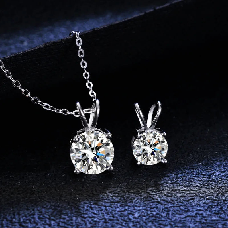 JoyceJelly 1ct 2ct Moissanite Pendant Necklace For Women Top Quality 925 Sterling Silver Wedding Party Bridal Fine Jewelry Gift