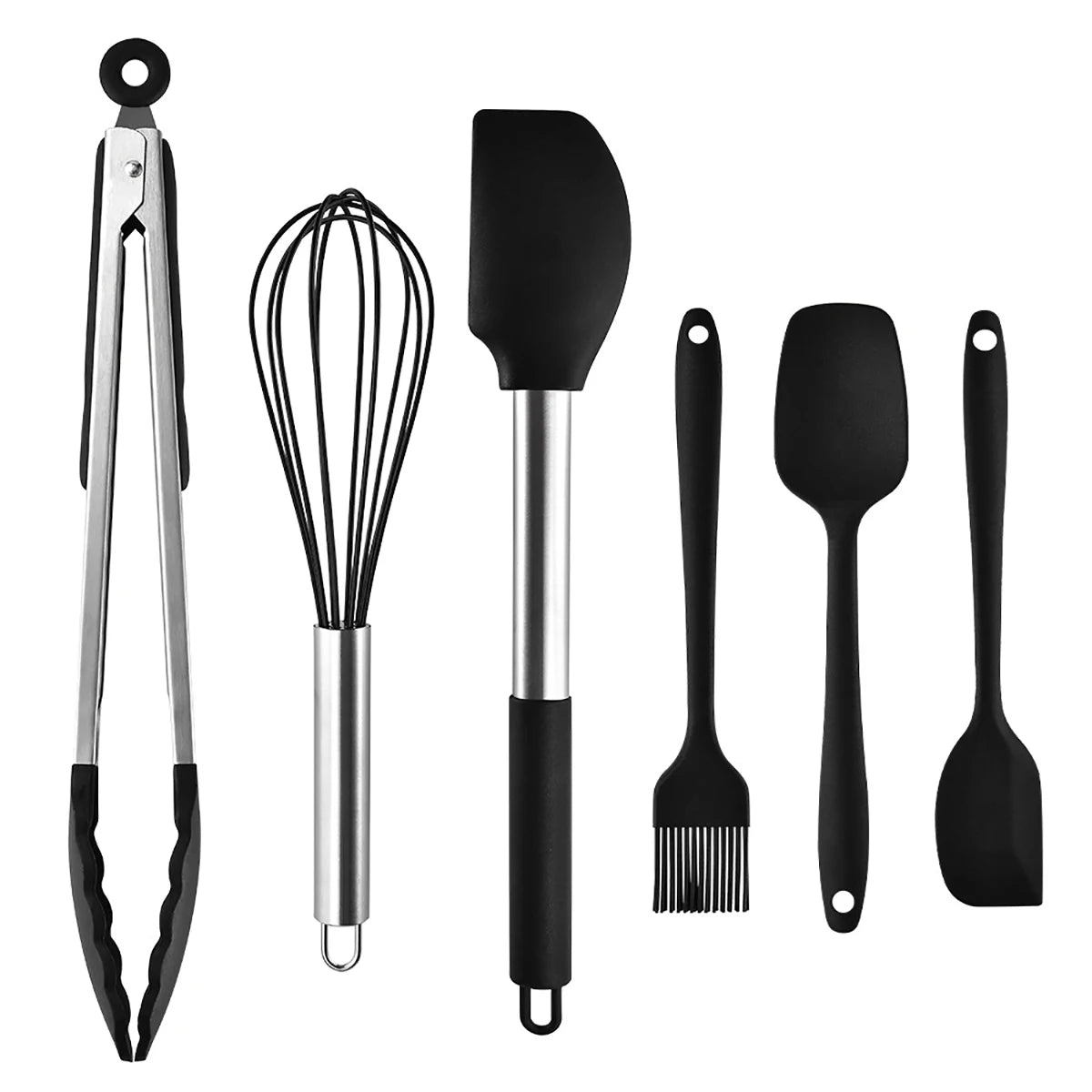 2/4/6/8pcs Silicone Kitchenware Set Stainless Steel Hand Shovel Soup Spoon Spaghetti Claw Cooking Set Household Kitchen Tool Set