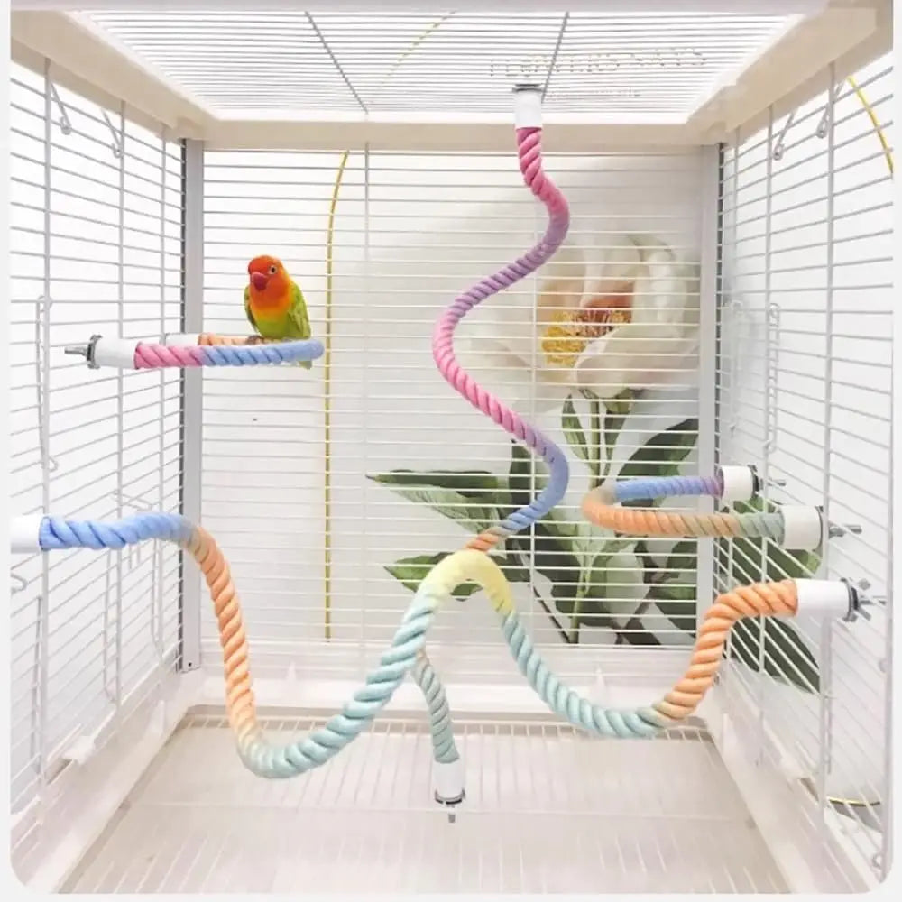 radient Colorful Bird Rope Perch Stand for Bird Cages Bendable Climbing Rope Cage Accessory Toy for Cockatiel Parakeet ﻿ ﻿