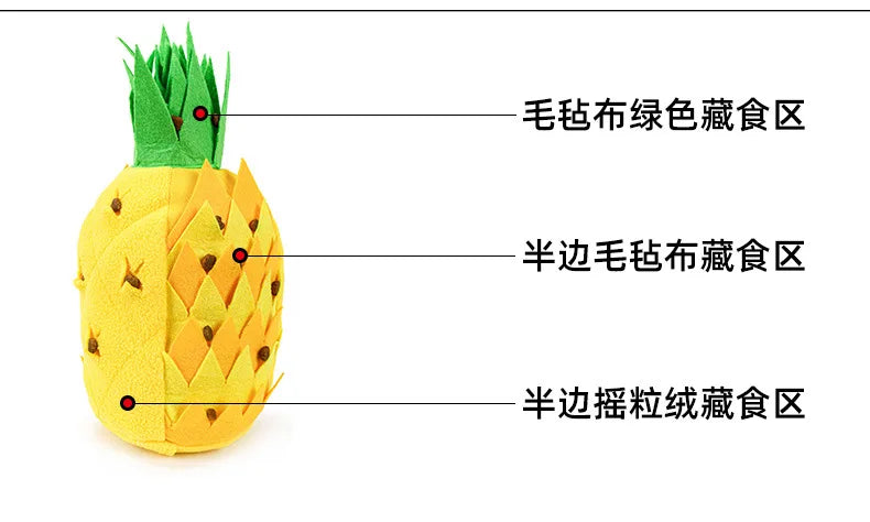 Pineapple Sniffing Pet Toy, Food-Hiding Educational Plush Dog Toy, Sound-Making, Teeth-Grinding, Boredom-Relieving Pet Supplies