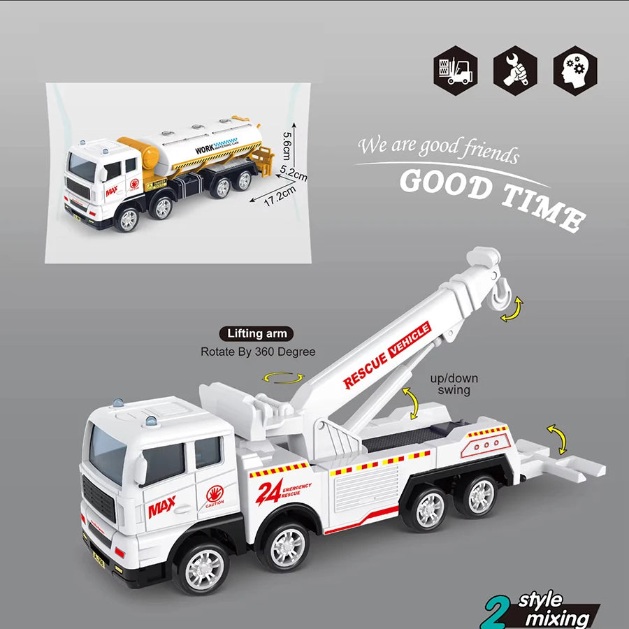 1pc Children's  Toys Inertia Car Sanitation Garbage Truck Cleaning Sprinkler Rescue Car Simulation Car Toy Model Boys' Gifts Puz