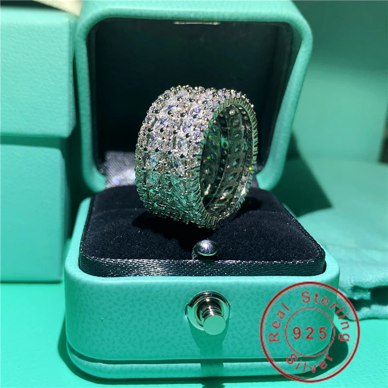infinity ring S925 Sterling Silver Micro pave Moissanite Engagement Wedding Band Rings for women Party Jewelry