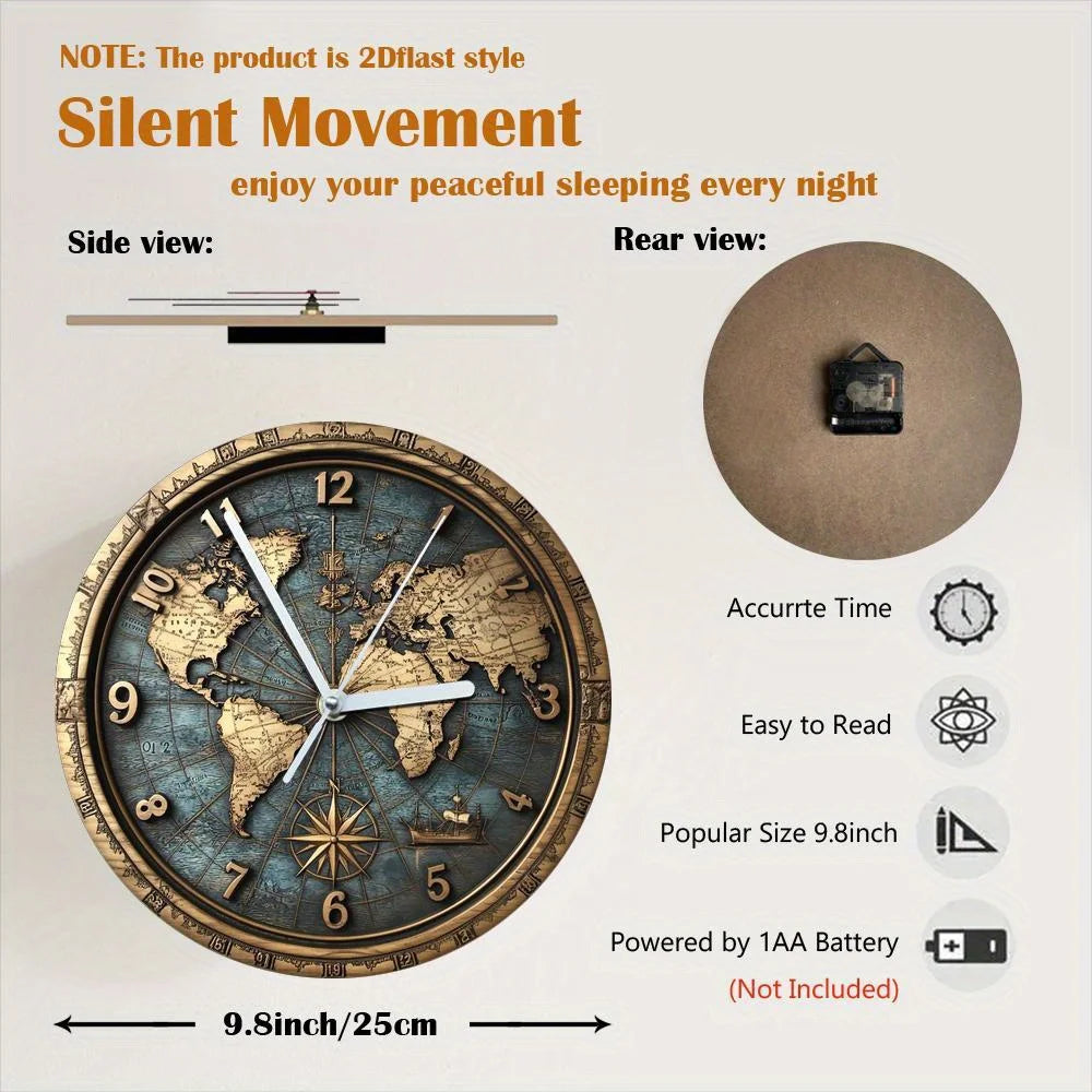 2D Sailboat Theme Nautical Wooden Wall Clock Quartz Silent Round Clocks Vintage Gift Crafts Home Decoration Wood Hanging Clocks