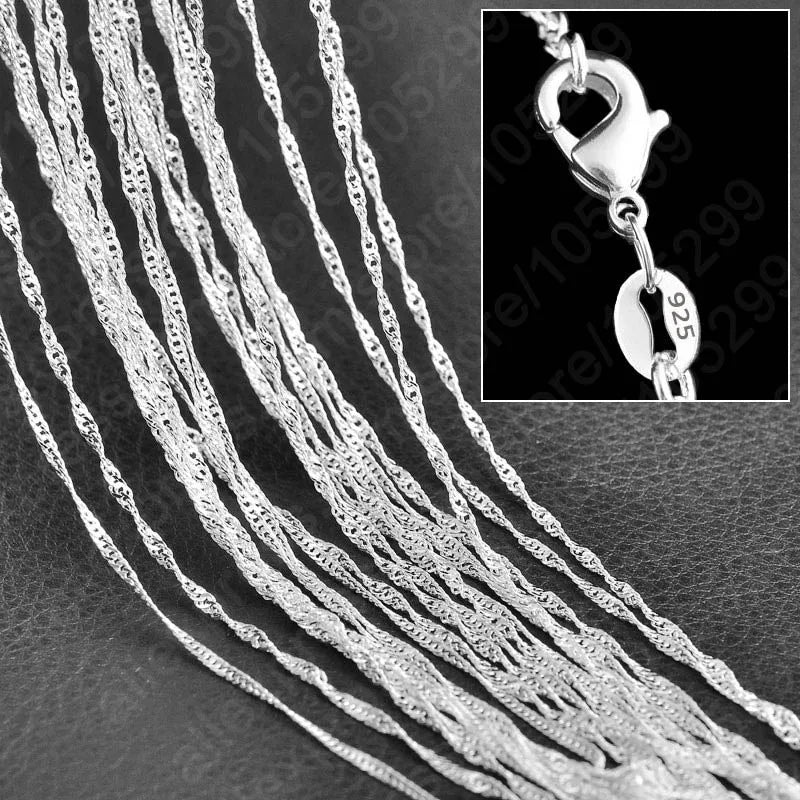 10 PCS Multiple Models Top Grade Fashion Jewelry 925 Sterling Silver 16-30 Inches Necklace Chains With Lobster Clasps Wholesale