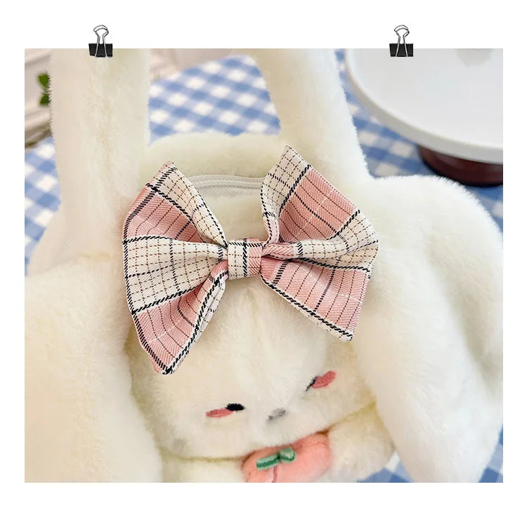 New Rabbit Kitten Plush Toy Backpack Stuffed Animal Rabbit Hold Peach Cat Hold Avocado Portable Shoulder Bag Girl Birthday Gifts