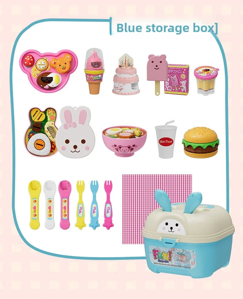 Little Bear Shape Pudding Feeding Set Pretend Play Early Education Lunch Box Pudding Toy Simulation Model Play House Toys Gifts