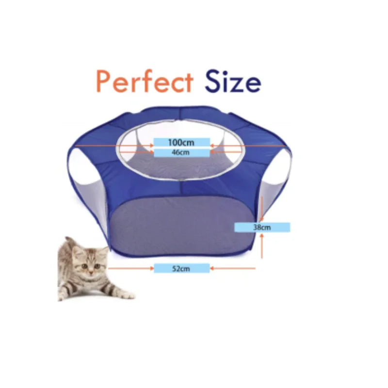 Transparent Portable Pet Cage Tent Dog Cat Playpen Open Folding Yard Fence for Hamster Rabbit Guinea Pig Small Pet Cage