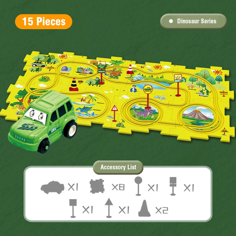 Children Puzzle Electric Railroad Car Set DIY Assembly Track Kit Automatic Rail Education Interactive Toy Children Boys Gift