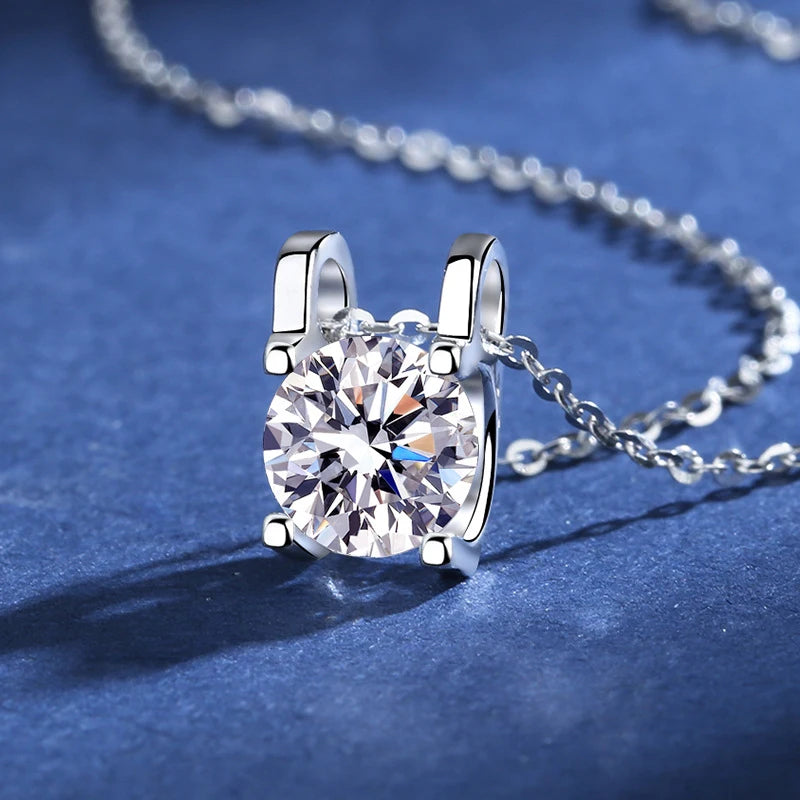 Fashion Luxury Trendy Classic 1ct GRA Moissanite Irregular Sqaure Necklace For Charm Women 925 Silver Party Jewelry Gift