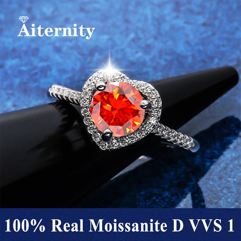 100% Real Moissanite Ring D VVS1 Pass Diamond Test Pen Adjustable Size S925 Sliver GRA Certificate Wedding Rings for Women