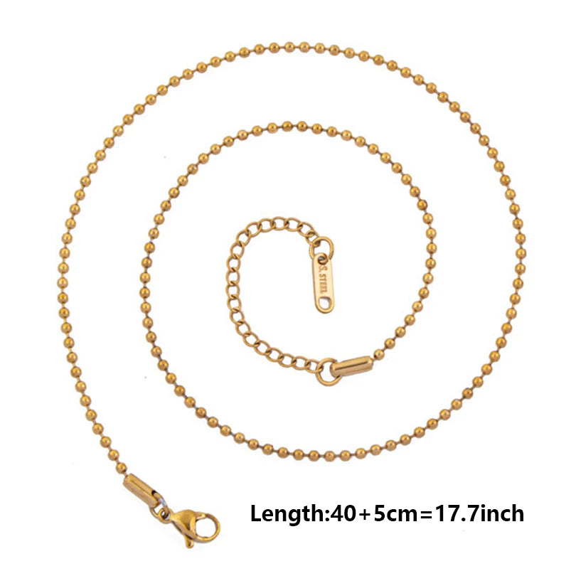 10pcs/Lot Gold Color Stainless Steel Chain 45cm Adjustable Necklace Width 1.2/1.5/1.6/2.2/2.5/3mm Men Women Jewelry Chain Bulk